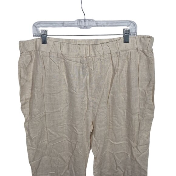 Coco Carmen Womens Linen Pants Size XXL Pull On Fringe Hem Minimalist Summer - Picture 3 of 7